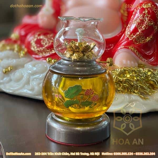 den-dau-thuy-tinhtrang-hinh-hoa-sen-s1-cao-16cm(variation) Đèn Dầu Thủy Tinh Vàng Hình Hoa Sen