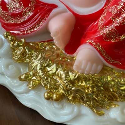 Di Lặc Bột Đá Đỏ Cầm Gậy Như Ý2