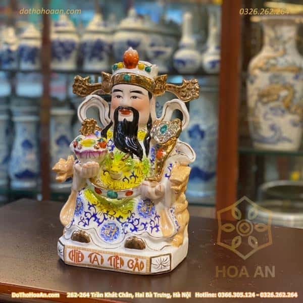 Tượng Thần Phát/ Thần Tiền Triệu Công Minh Sứ Gấm Xanh1
