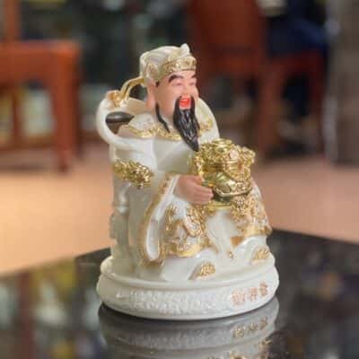 Tượng Thần Phát/ Tượng Thần Tiền Triệu Công Minh Bột Đá Trắng Đế Tròn1