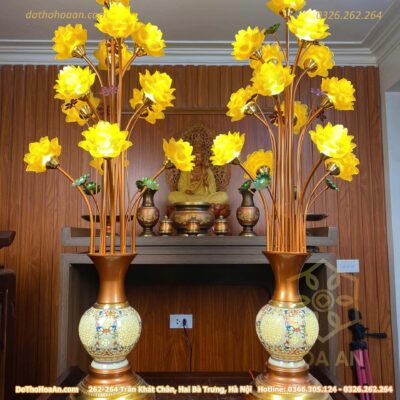 Đèn Thờ Hoa Sen 13 Bông Lưu Ly Thân Sứ