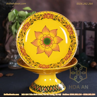 Mâm Bồng Sứ Gấm Vàng