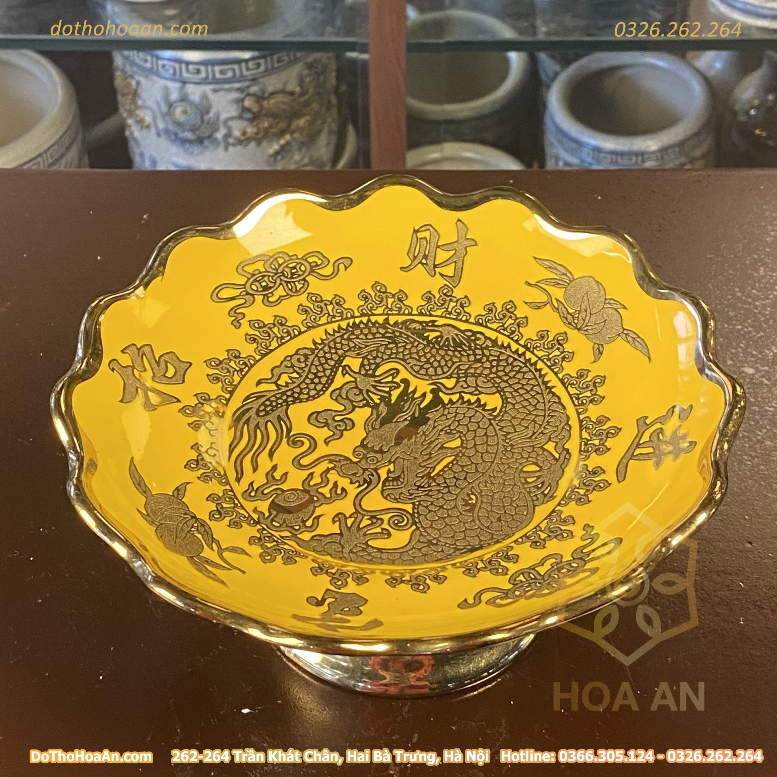 Mâm Bồng Thờ Sứ Men Vàng Kim Sa (4)