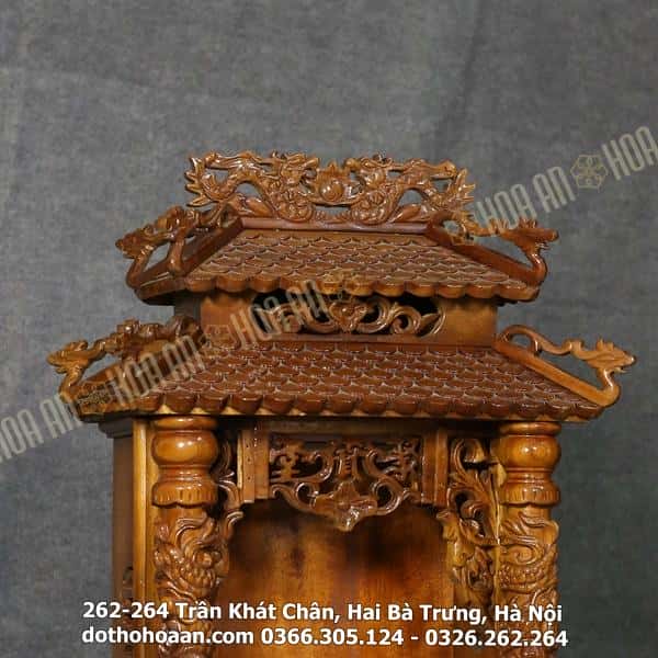 Bàn Thờ Thần Tài Cột Rồng Gỗ Gụ 2 Mái Chùa Mái Màu Nâu3 Bàn Thờ Thần Tài Cột Rồng Gỗ Gụ 2 Mái Chùa Mái Màu Nâu3