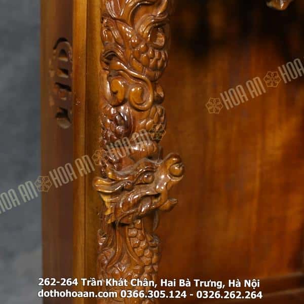 Bàn Thờ Thần Tài Cột Rồng Gỗ Gụ 2 Mái Chùa Mái Màu Nâu4 Bàn Thờ Thần Tài Cột Rồng Gỗ Gụ 2 Mái Chùa Mái Màu Nâu4