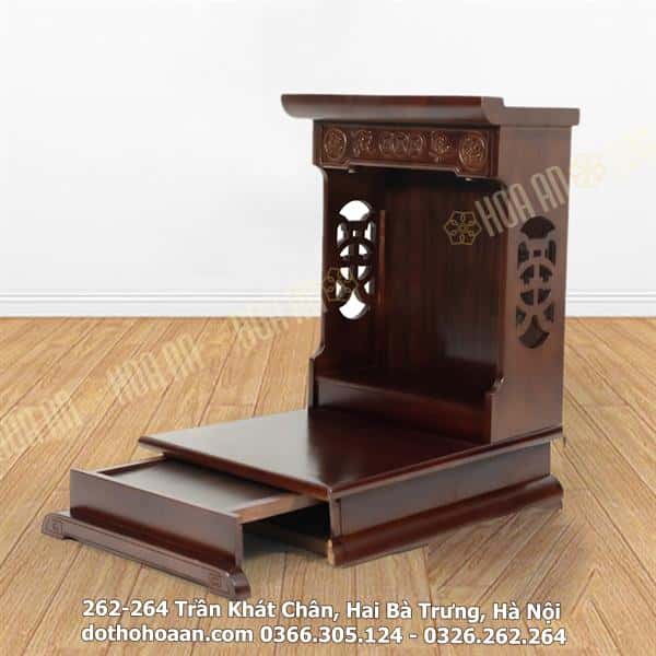 Ban Thờ Thần Tài Đương Đại Gỗ Xoan Màu Óc Chó1