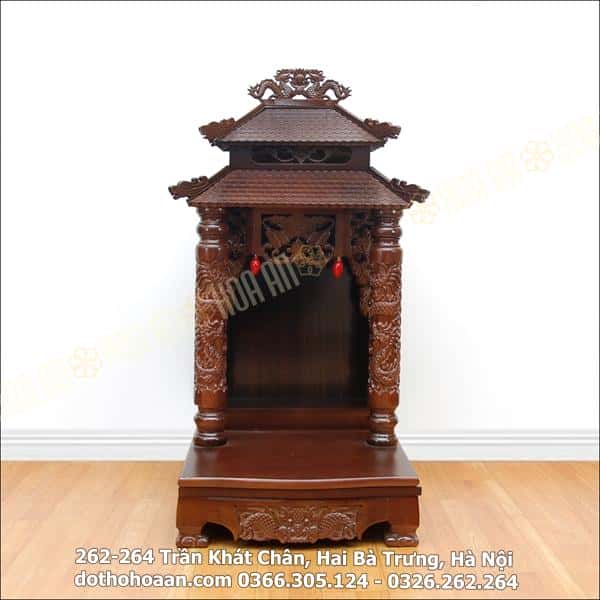 Ban Thờ Thần Tài Gỗ Xoan Cột Rồng 2 Mái HA