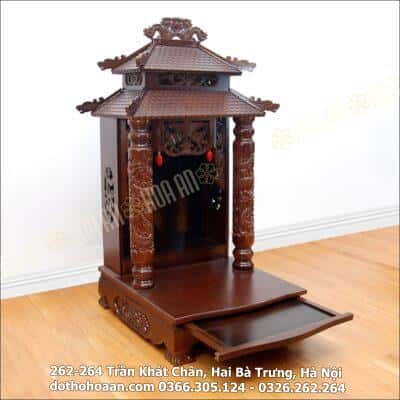 Ban Thờ Thần Tài Gỗ Xoan Cột Rồng 2 Mái HA1