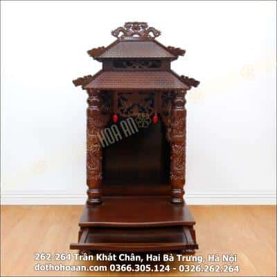 Ban Thờ Thần Tài Gỗ Xoan Cột Rồng 2 Mái HA2