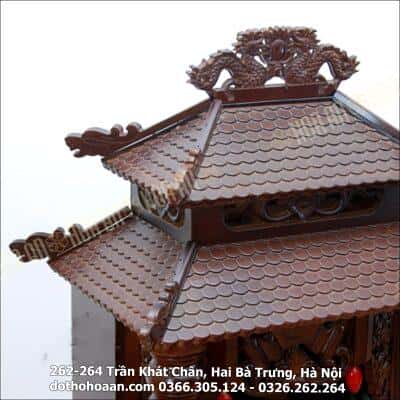 Ban Thờ Thần Tài Gỗ Xoan Cột Rồng 2 Mái HA3