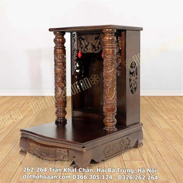 Ban Thờ Thần Tài Gỗ Xoan Cột Rồng Mái Bằng HA1