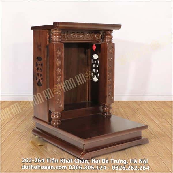 Bàn Thờ Thần Tài Thổ Địa Mái Bằng Gỗ Sồi Trụ Chữ1