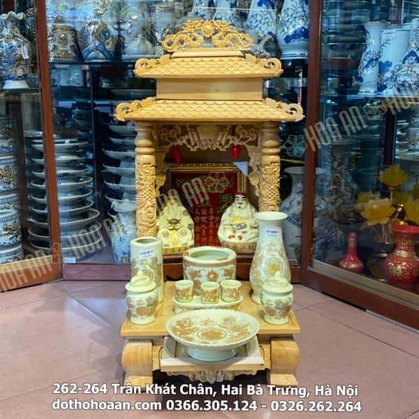 Bộ Bàn Thờ Thân Tài Mái Chùa Sứ Ngà