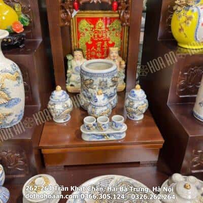 Bộ Đồ Thờ Thần Tài Gỗ Công Nghiệp Sứ Đắp Nổi2