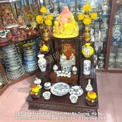 Bộ Đồ Thờ Thần Tài Gỗ Công Nghiệp Sứ Men Rạn Vẽ2