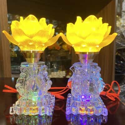 Đèn Thờ Hoa Sen 1 Bông Lưu Ly Thân Pha Lê3