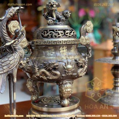 Bộ Đỉnh Đồng Tam Sự Rồng Nổi Đồng Hun