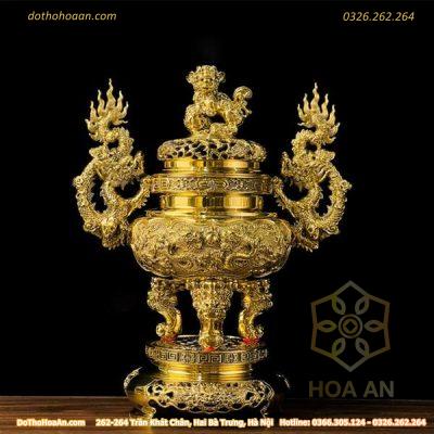 Lư Đồng/ Đỉnh Đồng Tai Rồng Đồng Vàng