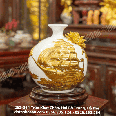 Bình Hút Lộc Thuận Buồm Xuôi Gió Men Dát Vàng2