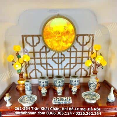 Bộ Đồ Thờ Gia Tiên Men Rạn Vẽ BGT01RV2