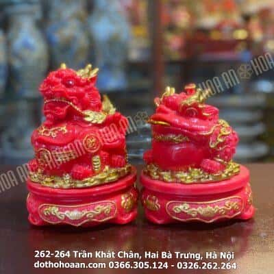 Cặp Cóc Thiềm Thừ & Tỳ Hưu Phong Thủy Đế Xoay Bột Đá Đỏ1