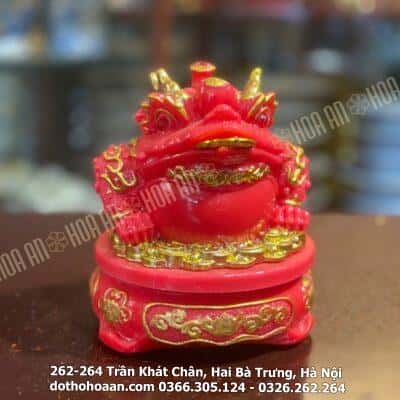 Cóc Thiềm Thừ Phong Thủy Đế Xoay Bột Đá Đỏ