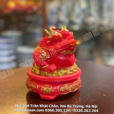 Cóc Thiềm Thừ Phong Thủy Đế Xoay Bột Đá Đỏ1