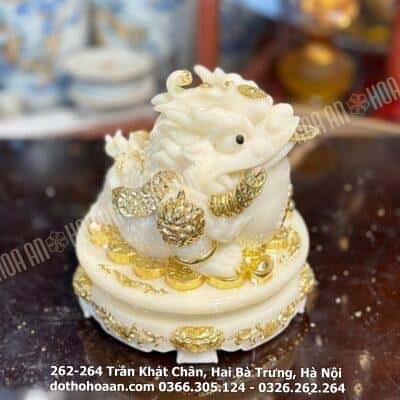 Cóc Thiềm Thừ Phong Thủy Đế Xoay Bột Đá Trắng1