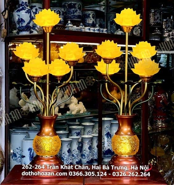 Đèn Thờ 5 Bông Hoa Sen Lưu Ly Thân Ngọc Khuỳnh-cao-s1(variation)