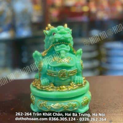 Tỳ Hưu Phong Thủy Đế Xoay Bột Đá Xanh Lục
