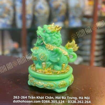 Tỳ Hưu Phong Thủy Đế Xoay Bột Đá Xanh Lục1