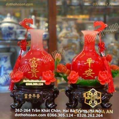 Bình Hút Tài Lộc Như Ý Hoa Mẫu Đơn Màu Đỏ
