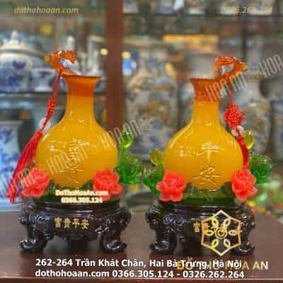 Bình Hút Tài Lộc Như Ý Hoa Mẫu Đơn Màu Vàng (4)