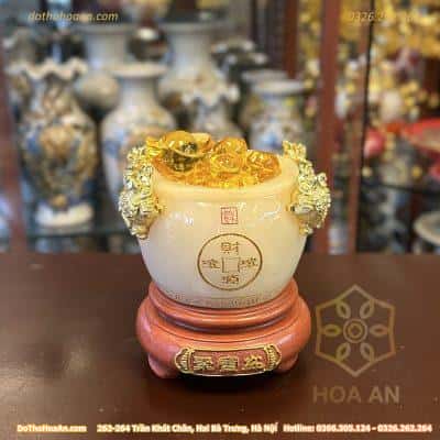 Bồn Tụ Bảo Chiêu Tài Bằng Bột Đá Trắng