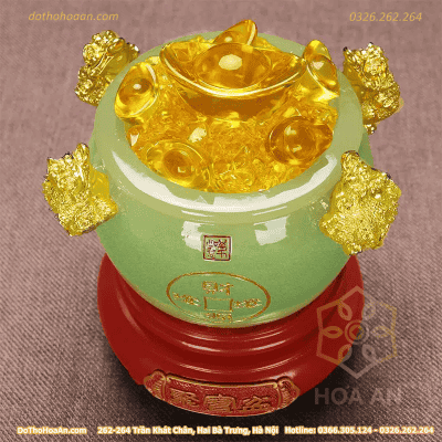 Bồn Tụ Bảo Chiêu Tài Bằng Đá Xanh Ngọc