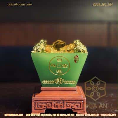 Bồn Tụ Bảo Chiêu Tài Vuông Bột Đá Xanh