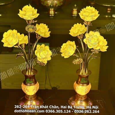 Đèn Thờ 5 Bông Lưu Ly Hoa Sen Chân Gấm