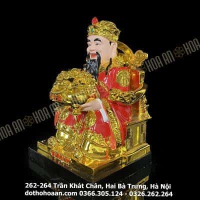 Tượng Thần Phát/ Tượng Thần Tiền Triệu Công Minh Composite Đỏ Ngồi Ngai