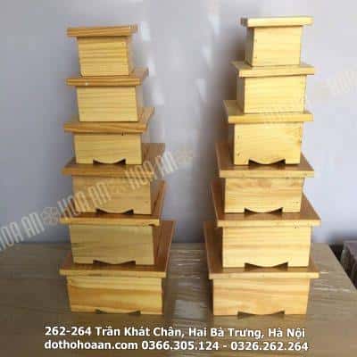 Đế Vuông/ Đôn Gỗ Thông Màu Vàng1