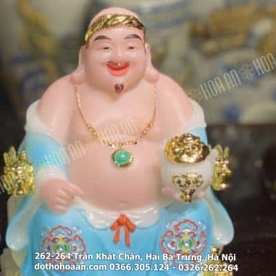 Tượng Thần Tài Thổ Địa Bột Đá Phú Quý Rồng Xanh Dương1