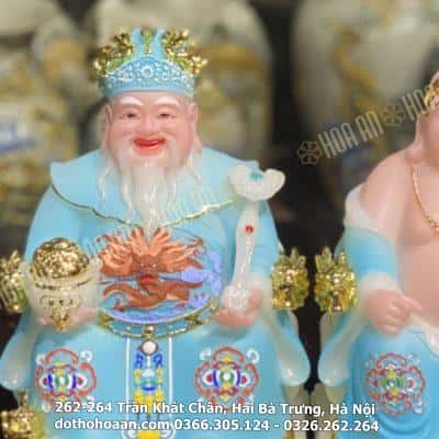 Tượng Thần Tài Thổ Địa Bột Đá Phú Quý Rồng Xanh Dương2