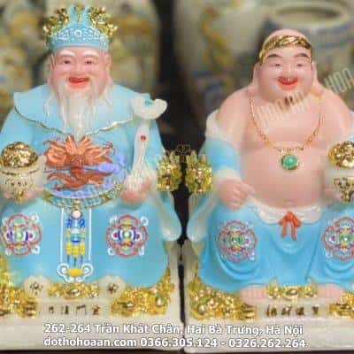 Tượng Thần Tài Thổ Địa Bột Đá Phú Quý Rồng Xanh Dương3