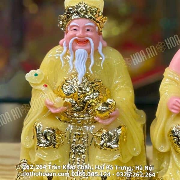 Tượng Thần Tài Thổ Địa Bột Đá Vuông Vàng2 Tượng Thần Tài Thổ Địa Bột Đá Vuông Vàng2