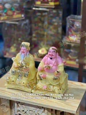 Tượng Thần Tài Thổ Địa Bột Đá Vuông Vàng4