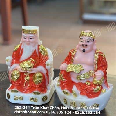 Tượng Thần Tài Thổ Địa Cục Vàng Bột Đá Đỏ3