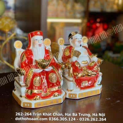 Tượng Thần Tài Thổ Địa Sứ Dát Kim Đỏ1