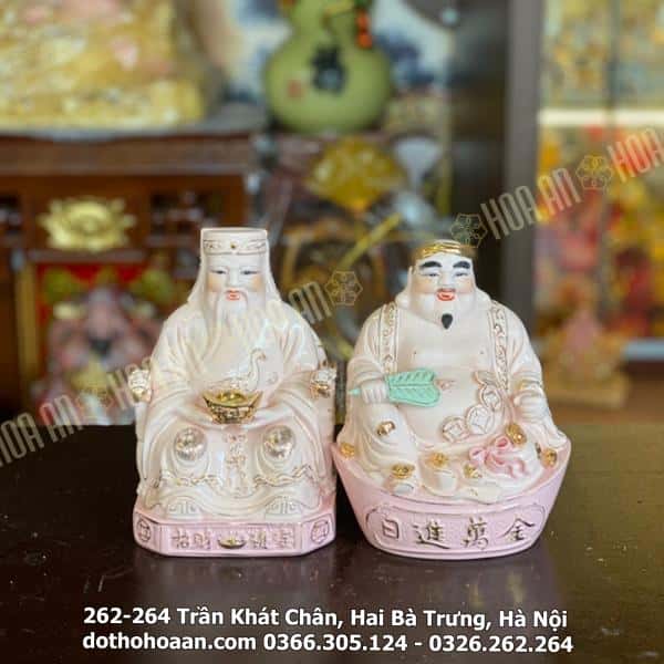 Tượng Thần Tài Thổ Địa Sứ Đức Hóa Màu Hồng2 Tượng Thần Tài Thổ Địa Sứ Đức Hóa Màu Hồng2