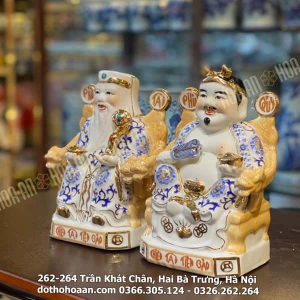 Tượng Thần Tài Thổ Địa Sứ Gấm Xanh1 Tượng Thần Tài Thổ Địa Sứ Gấm Xanh1