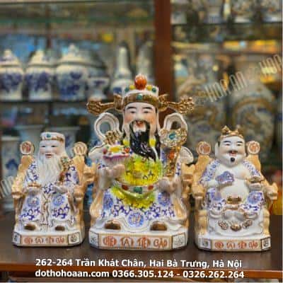 Tượng Thần Tài Thổ Địa Sứ Gấm Xanh2