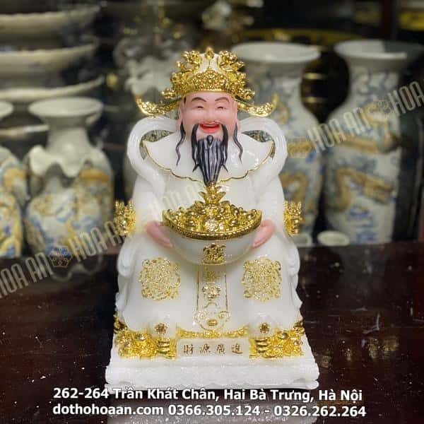 Tượng Thần Tiền/ Thần Phát Phú Quý Rồng Trắng-cao-25cm(variation)